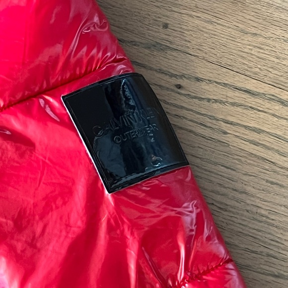 Women’s Glossy Red and Black Calvin Klein Puffer - Picture 4 of 5